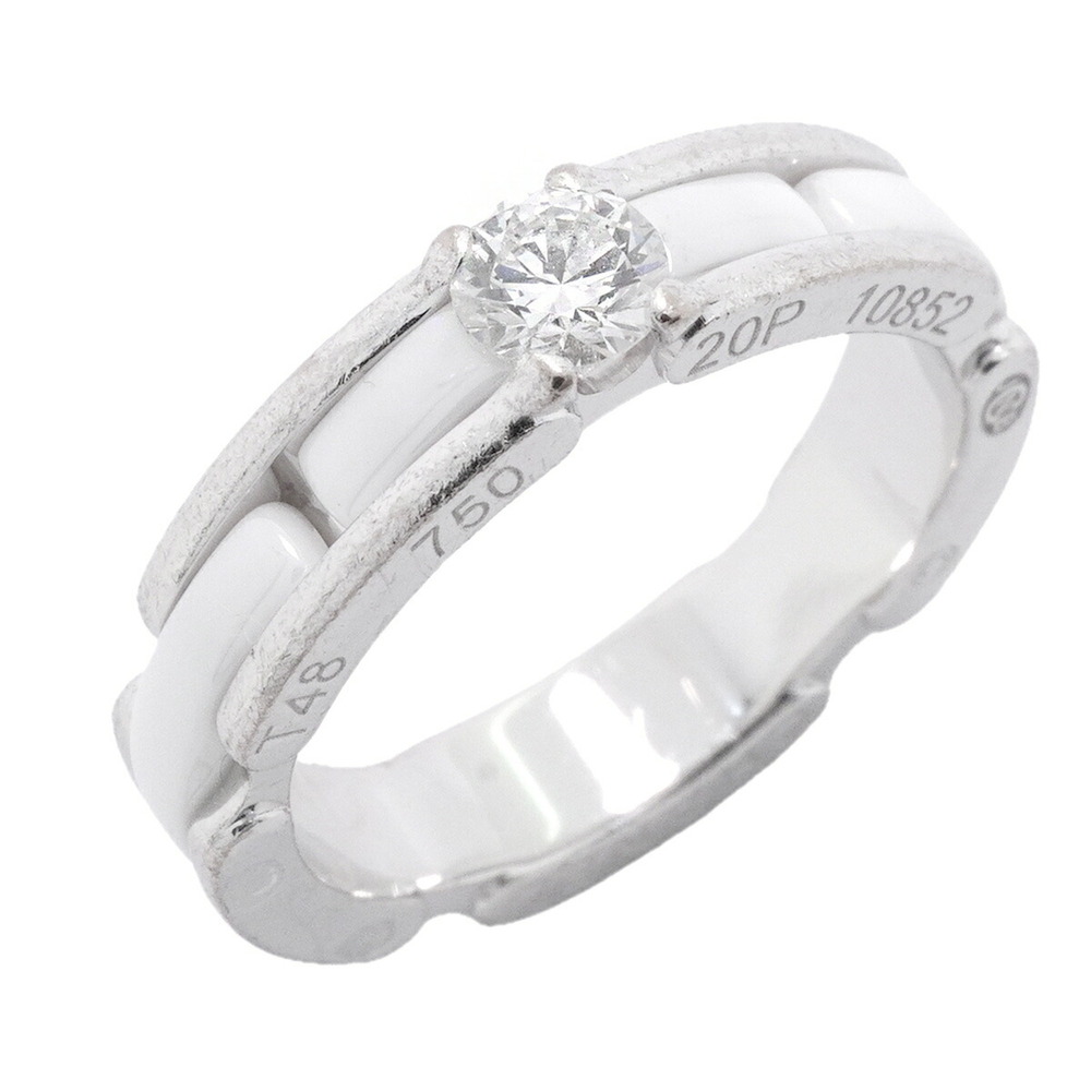 Chanel Ultra Collection Ring, 1PD (One Diamond), 18K White Gold, Ceramic, Dia...